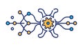 Gear Connected to a Digital Network for IoT and Automation, vector design Generative AI Royalty Free Stock Photo