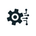 Gear connecting to circuit board symbolizing artificial intelligence