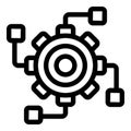 Gear connecting to data points representing seamless workflow