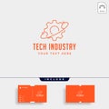 gear connection logo line art design technology industry vector icon