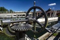 Gear for controlling the floodgate in the Villoresi canal, Ticino river, Italy Royalty Free Stock Photo