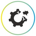 gear crack icon, failed part, broken mechanism, flat symbol