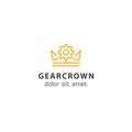Gear crown, engine king logo icon template