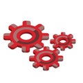 Gear 3d sign simple icon in red and gray color. Gear vector icon. symbol top view of 3D illustration. Business process and working