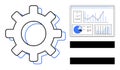 Gear with Dashboard and Analytics Display Representing Mechanization and Data Optimization Royalty Free Stock Photo