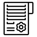 Gear document paper icon outline vector. Voicemail recognition