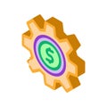 Gear Dollar Coin isometric icon vector illustration