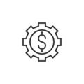 Gear with dollar outline icon