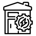 Gear energy home icon outline vector. Eco energy