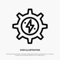 Gear, Energy, Solar, Power Line Icon Vector