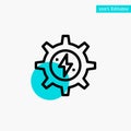 Gear, Energy, Solar, Power turquoise highlight circle point Vector icon