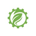 Gear Engine With Leaf Nature Creative Logo Royalty Free Stock Photo