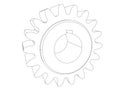 Gear. engineering drawing. black line. Royalty Free Stock Photo