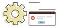 Gear and Error Dialog Box Representing System Failure or Process Error Notification Royalty Free Stock Photo