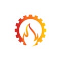 Gear and flame industrial logo design vector template vector Royalty Free Stock Photo