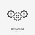 Gear flat line icon. Vector thin sign of cogwheel, workflow concept, business logo. Machine engine outline illustration