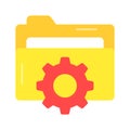 Gear on folder denoting concept vector of folder setting, editable icon Royalty Free Stock Photo
