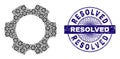 Gear Fractal Mosaic of Gear Items and Textured Resolved Round Guilloche Seal