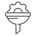 Gear funnel content filter icon outline vector. Flow process