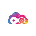 Gear game cloud shape concept logo design. Royalty Free Stock Photo