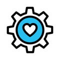 Gear, gear heart fill vector icon which can easily modify or edit