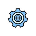 Gear, global, engineering icon. Simple color with outline vector elements of knowledge icons for ui and ux, website or mobile