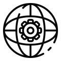 Gear global icon, outline style