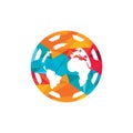 Gear global vector logo design. Gear planet icon logo design element. Royalty Free Stock Photo