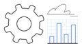Gear and Graph Icon Business Analytics and Process Optimization Royalty Free Stock Photo