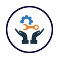 gear, hand, maintenance, care, wrench, careful maintenance icon