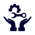 gear, hand, maintenance, care, wrench, careful maintenance icon