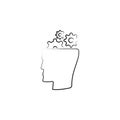 gear head icon. Element of idea icon for mobile concept and web apps. Sketch style gear head icon can be used for web and mobile. Royalty Free Stock Photo