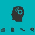 Gear head icon flat Royalty Free Stock Photo