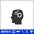 Gear head icon flat Royalty Free Stock Photo