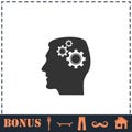 Gear head icon flat Royalty Free Stock Photo