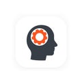 Gear in head icon, flat style Royalty Free Stock Photo