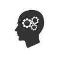 Gear in head icon isolated on white Royalty Free Stock Photo