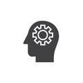 Gear in head icon vector, filled flat sign, solid pictogram Royalty Free Stock Photo