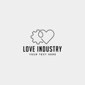 gear heart logo line health industry vector icon design isolated