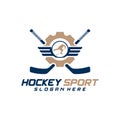 Gear Hockey sport logo design template. Modern vector illustration. Badge design Royalty Free Stock Photo