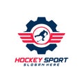 Gear Hockey sport logo design template. Modern vector illustration. Badge design Royalty Free Stock Photo