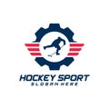 Gear Hockey sport logo design template. Modern vector illustration. Badge design Royalty Free Stock Photo