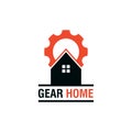 Gear Home Logo Design. Technology and Service or Renovation Vector Icon Royalty Free Stock Photo