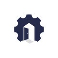 Gear Home Logo Design. Technology and Service or Renovation Vector Icon Royalty Free Stock Photo