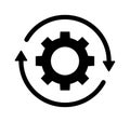 Cog Wheel Gear And Arrow Line Icon
