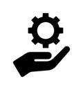 Gear in hand icon