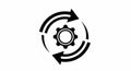 Gear icon with circular arrows representing process automation and continuous workflow on white background Royalty Free Stock Photo