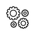 Black line icon for Gear, gearwheel and setting