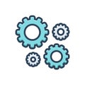 Color illustration icon for Gear, gearwheel and setting