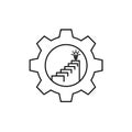 Gear icon with staircase and lightbulb isolated on white background Royalty Free Stock Photo